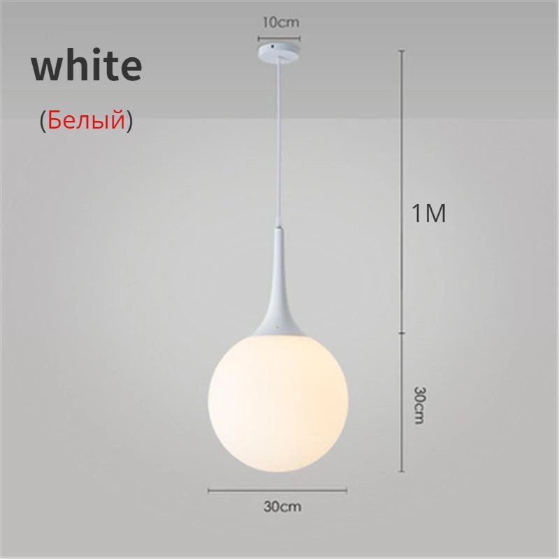 Suspension LED Boule en Verre Nordique, Luminaire Design Moderne