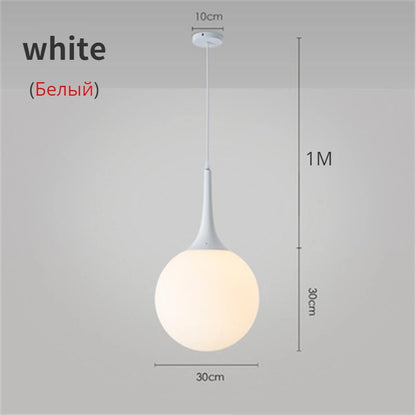 Suspension LED Boule en Verre Nordique, Luminaire Design Moderne