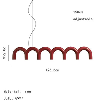 Suspension moderne en U en fer pour chambre, bar et restaurant, éclairage décoratif design
