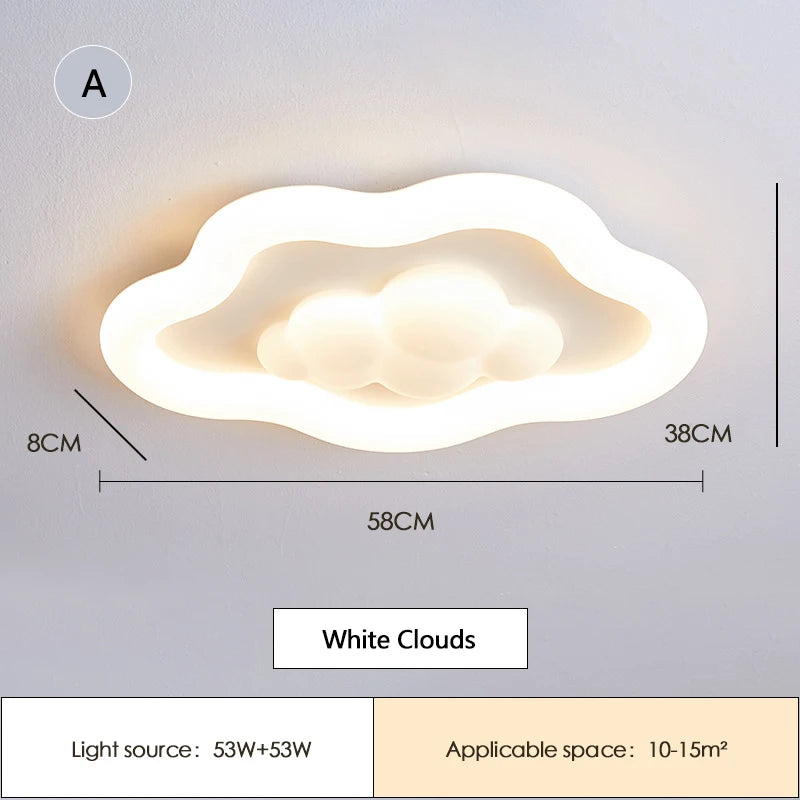 Plafonnier LED Nuage Moderne Crème pour Chambre Enfants et Bébé, Lumière Chaude