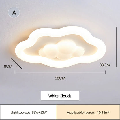 Plafonnier LED Nuage Moderne Crème pour Chambre Enfants et Bébé, Lumière Chaude