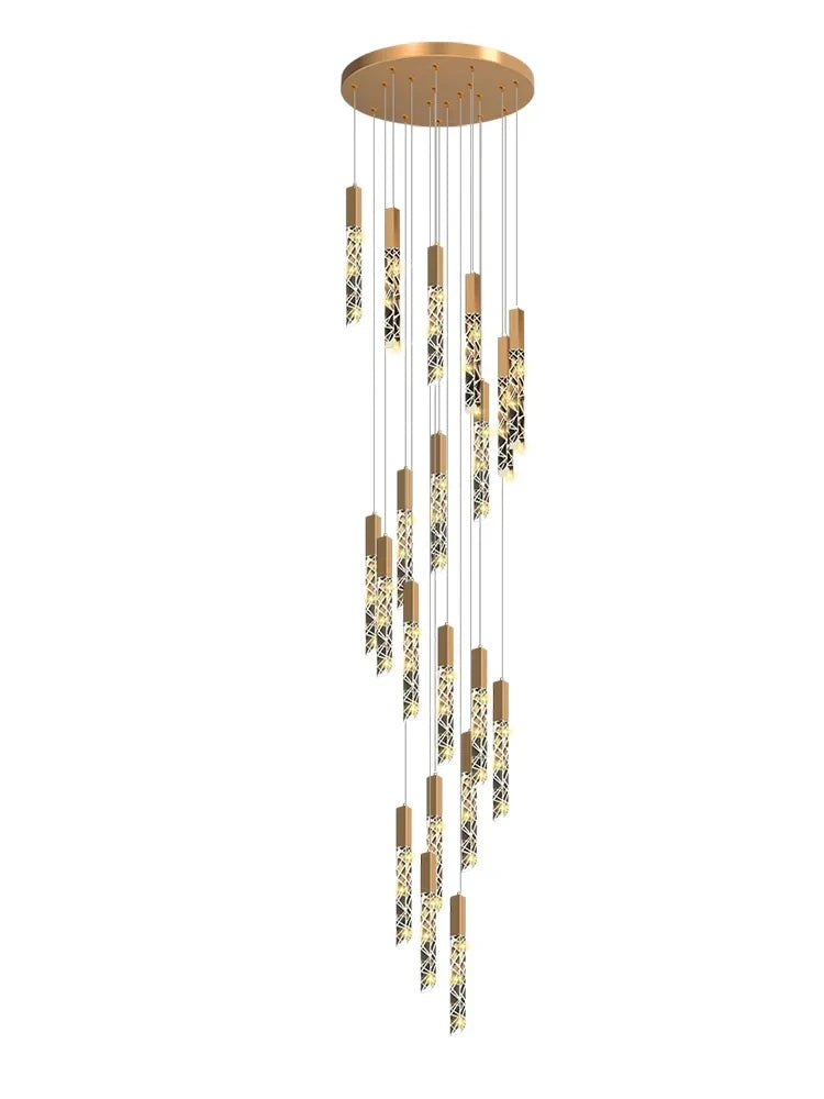 Suspension LED moderne spirale en cristal pour salon et duplex