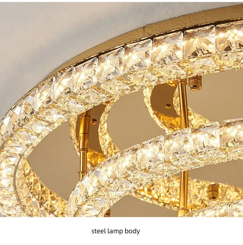 Plafonnier LED moderne rond en cristal pour salon et hôtel
