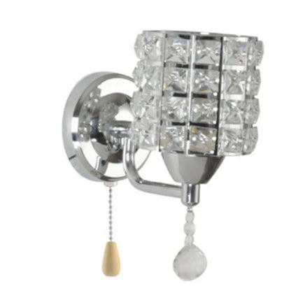 Applique Murale Cristal Cylindrique LED E27 avec Interrupteur à Tirer, Ambiance Chaleureuse