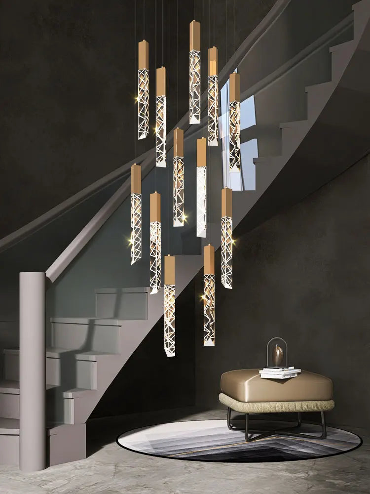 Suspension LED moderne spirale en cristal pour salon et duplex
