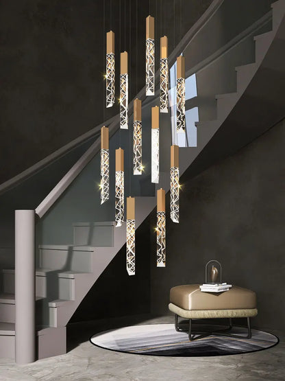 Suspension LED moderne spirale en cristal pour salon et duplex