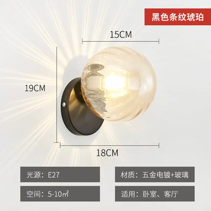 Applique Murale LED Boule en Verre Doré Moderne pour Intérieur