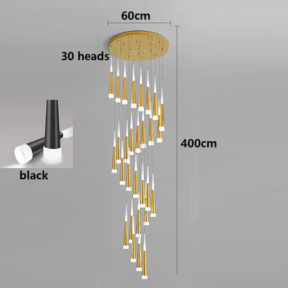 Suspension LED moderne en alliage pour escalier et salon, lumière chaude réglable