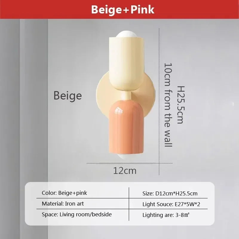 Applique Murale Nordique en Métal et Fer, Double Tête Colorée, Ambiance Chaleureuse