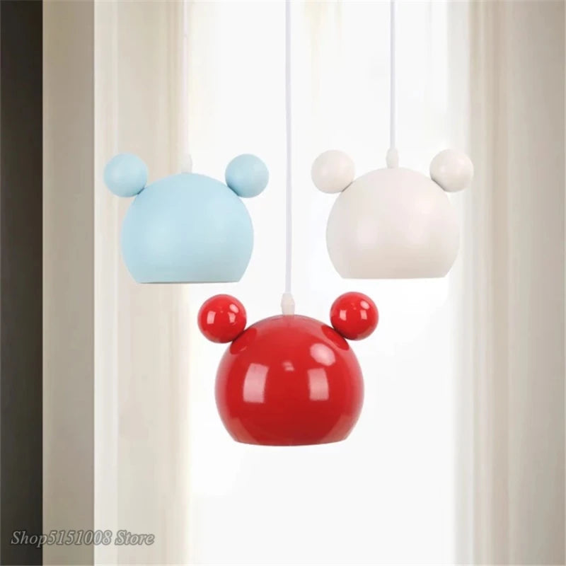 Suspension LED Mickey design moderne en alliage, luminaire d’intérieur pour chambre d’enfant