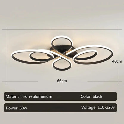 Plafonnier LED moderne à intensité variable avec télécommande, design métal et aluminium, éclairage chaleureux pour salon et salle à manger