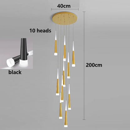 Suspension LED moderne en alliage pour escalier et salon, lumière chaude réglable