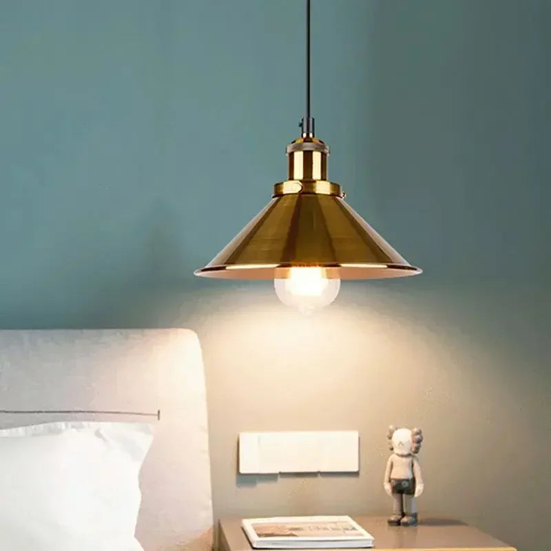 Suspension vintage E27 DINDALLED en métal noir et or, lustre d'intérieur