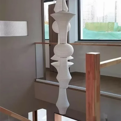 Suspension Akari en papier de riz blanc, lampe japonaise pour salle à manger et escalier