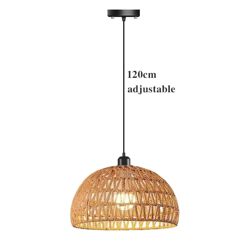 Suspension abat-jour en rotin tissé main, ambiance chaleureuse naturelle