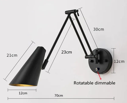 Applique Murale LED Moderne à Intensité Variable avec Interrupteur Télescopique Pliable