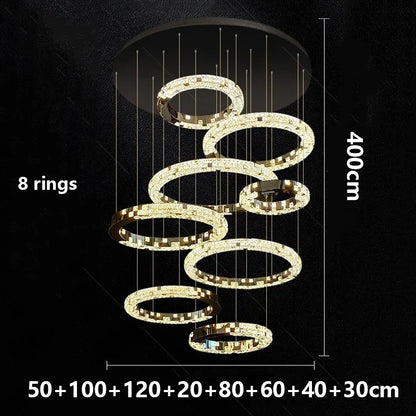 Lustre suspendu en cristal moderne pour escalier et salon, éclairage intérieur élégant