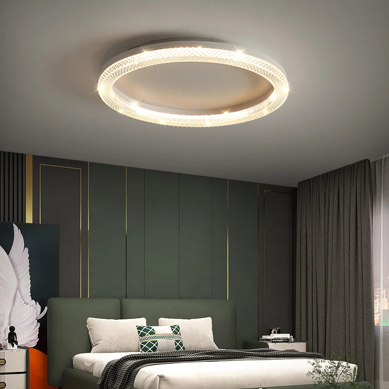 Plafonnier LED Design Nordique en Métal Doré, Luminaire Dimmable pour Chambre et Cuisine