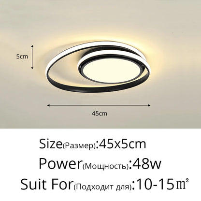 Plafonnier LED moderne design aluminium blanc noir, lumière chaude dimmable