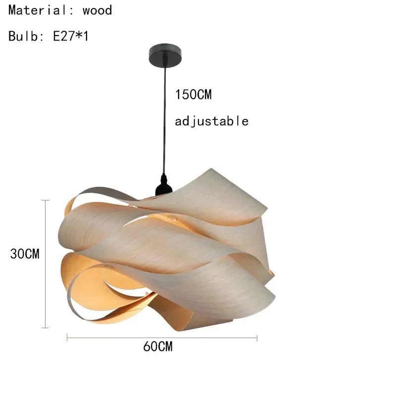 Suspension LED en Bois Style Asie du Sud-Est, Lumière Chaude Ambiance Cosy