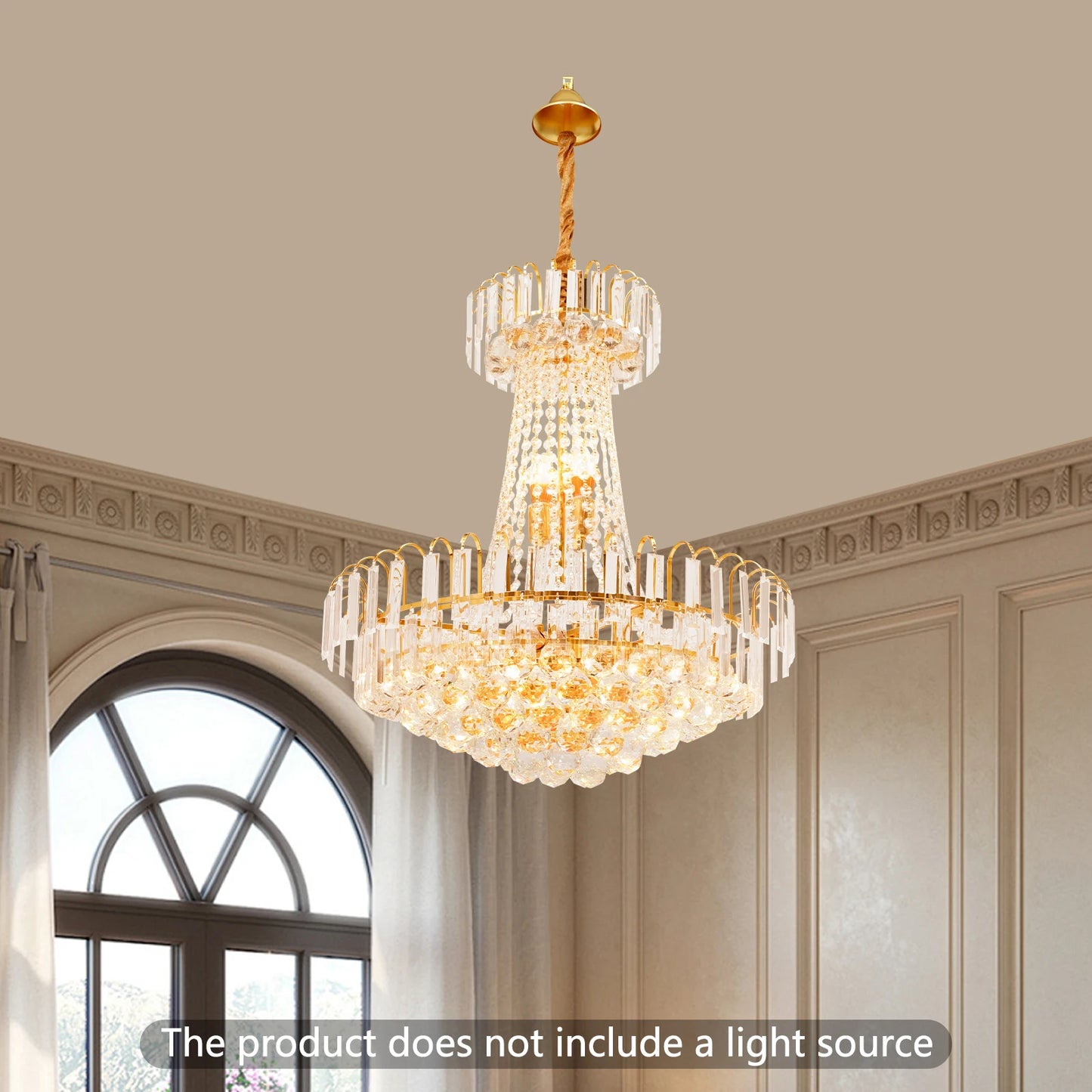 Lustre en cristal K9 réglable pour variateur, ambiance chaleureuse, escaliers et salons