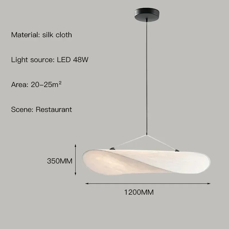 Suspension Wabi Sabi nordique en soie naturelle LED blanc modulable