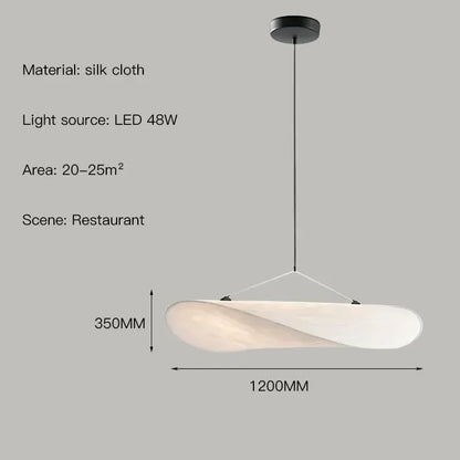 Suspension Wabi Sabi nordique en soie naturelle LED blanc modulable