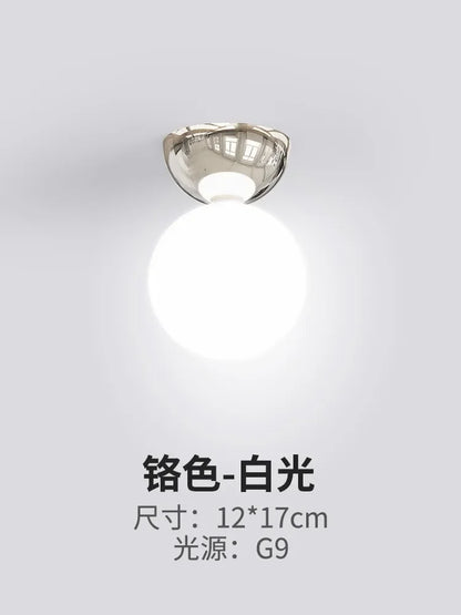 Plafonnier Crème Rouge en Verre et Métal, Lumière d’Entrée Moderne