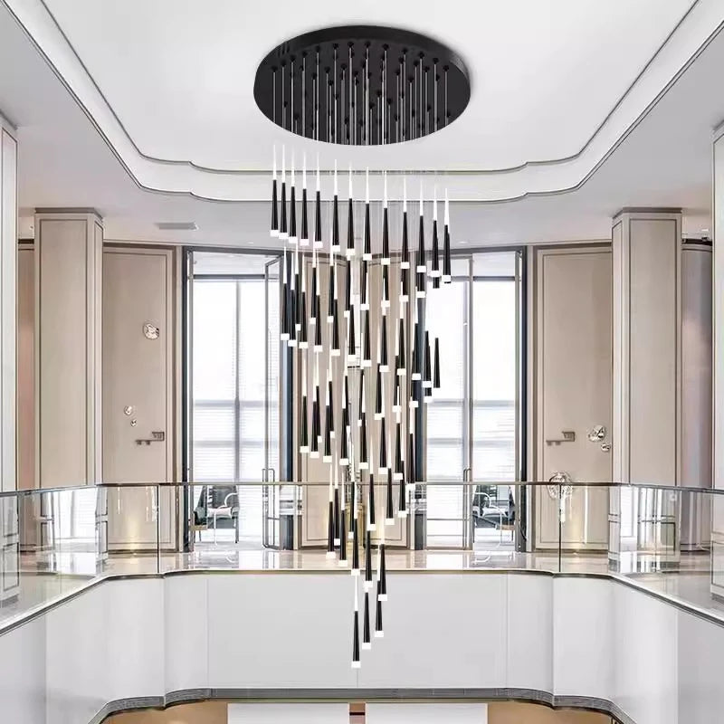 Suspension LED moderne en alliage pour escalier et salon, lumière chaude réglable