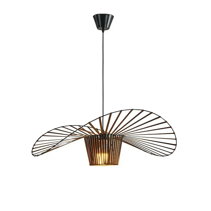 Suspension chapeau de paille Vertigo en tissu français, style nordique, lumière LED chaleureuse