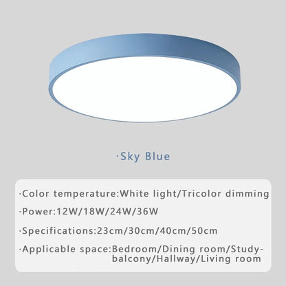 Plafonnier LED circulaire minimaliste en métal et acrylique, design moderne pour salon et bureau