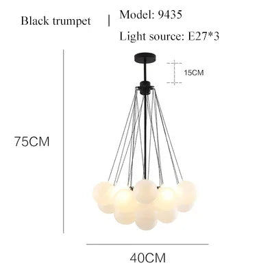 Suspension moderne en verre dépoli, lampe boule LED pour salon et salle à manger