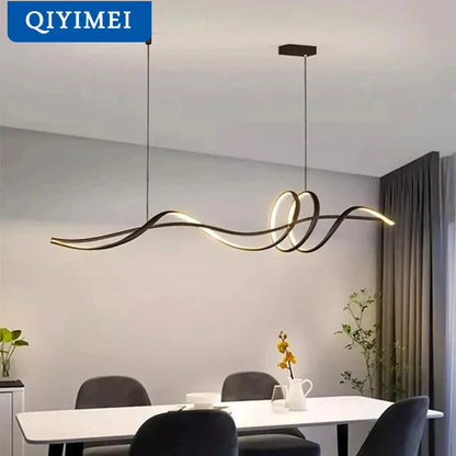 Suspension LED moderne en aluminium blanc pour salon et salle à manger