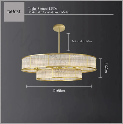 Suspension lustre en cristal doré cuivre, LED luxueuse pour salon et chambre