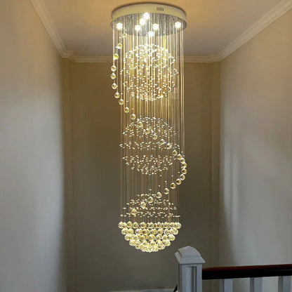 Lustre moderne en cristal K9 LED spirale pluie pour salon et hôtel