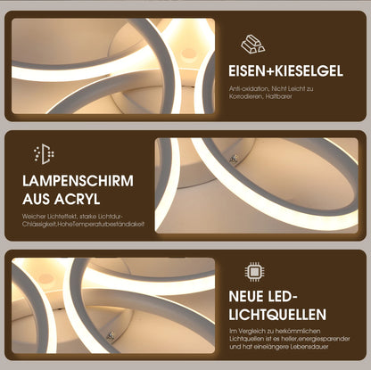 Plafonnier LED 60W design floral en métal, lumière blanc chaud 3000K, 43 cm, ambiance cosy