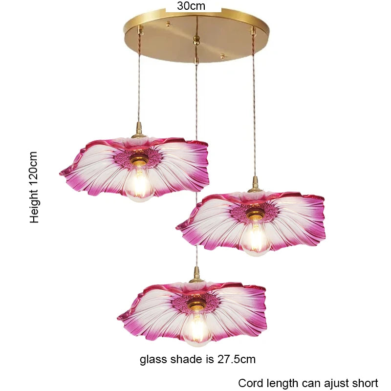 Suspension Vintage en Verre à Fleurs, Luminaire Art Déco pour Salon et Chambre