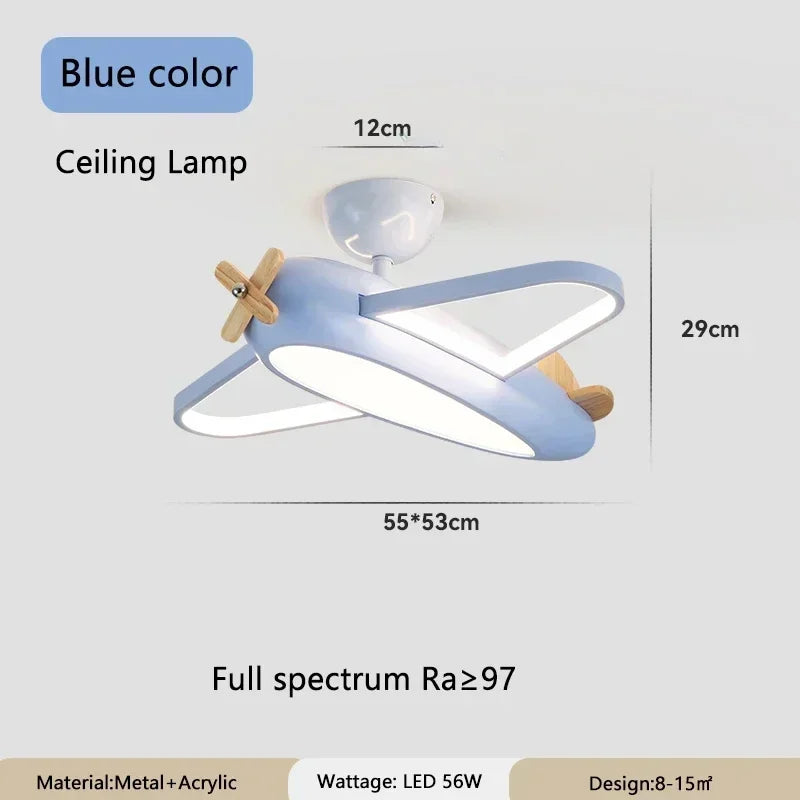 Suspension lustre LED moderne avion, lumière chaude pour chambre enfant