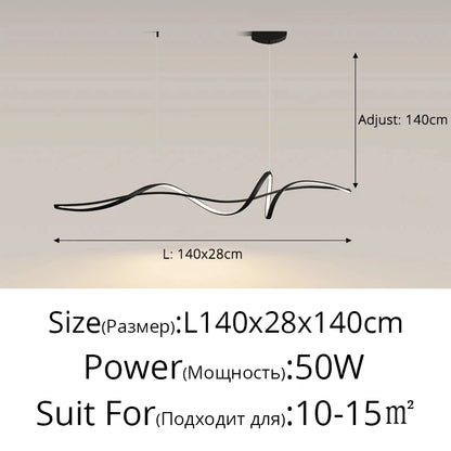 Suspension LED moderne en aluminium blanc pour salon et salle à manger