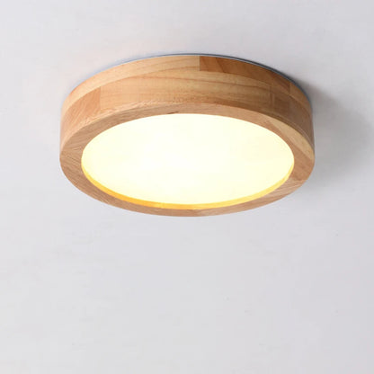 Plafonnier rond en bois LED style nordique pour ambiance chaleureuse