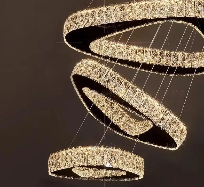 Lustre moderne en cristal et fer forgé, éclairage LED dimmable pour salon