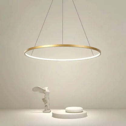 Suspension LED ronde moderne en aluminium noir et blanc, lumière chaude et froide pour intérieur