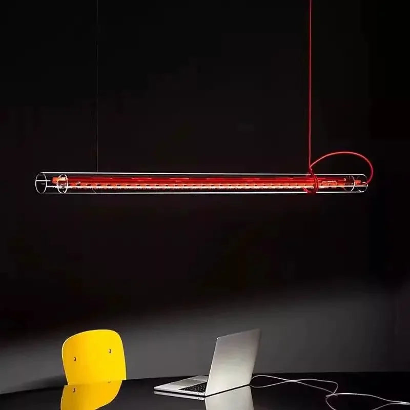 Suspension LED moderne en métal noir, design minimaliste pour cuisine et restaurant