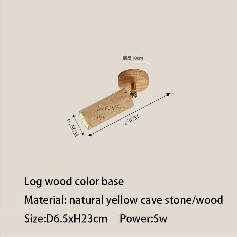 Plafonnier travertin design wabi sabi, projecteur LED pour salon et couloir