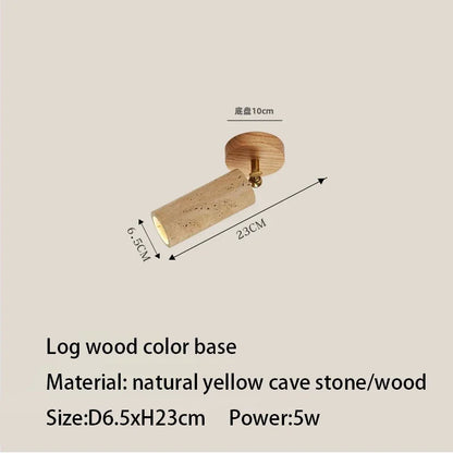 Plafonnier travertin design wabi sabi, projecteur LED pour salon et couloir