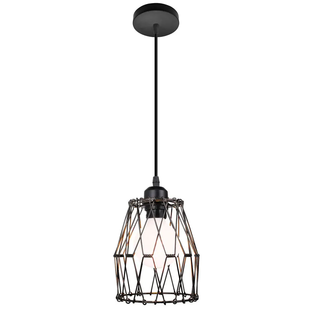 Suspension vintage en métal abat-jour cage fil noir pour éclairage intérieur