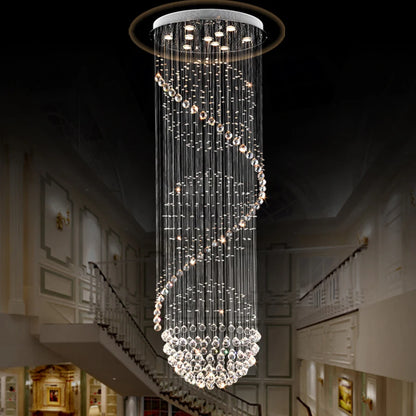 Lustre moderne en cristal K9 LED spirale pluie pour salon et hôtel