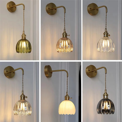 Applique Murale Moderne en Verre à Fleurs LED pour Chambre et Bureau