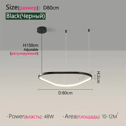 Suspension lustre nordique triangulaire en métal, lumière chaude pour salon et chambre