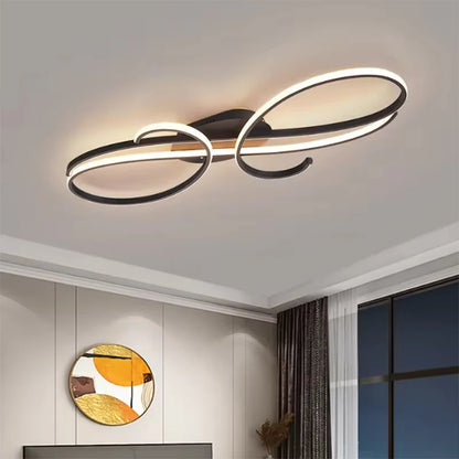 Plafonnier moderne noir en aluminium LED avec télécommande, dimmable pour salon et cuisine